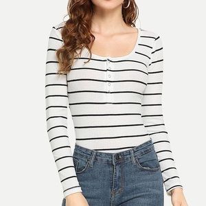 💫SHEIN Striped Henley Top💫